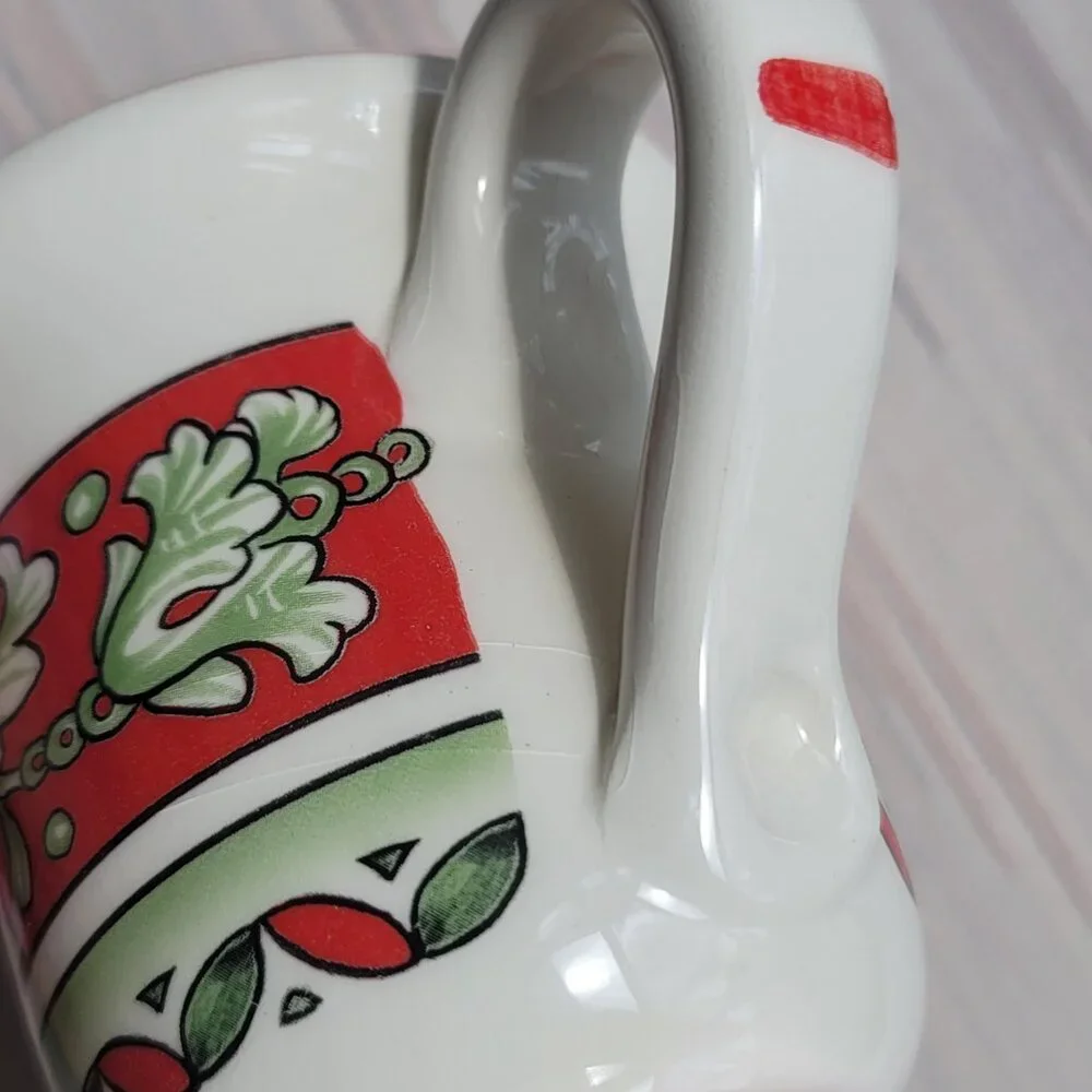 Sur La Table La Rossa Footed Red Green Ceramic Made in Italy Coffee Cup Mug 15oz